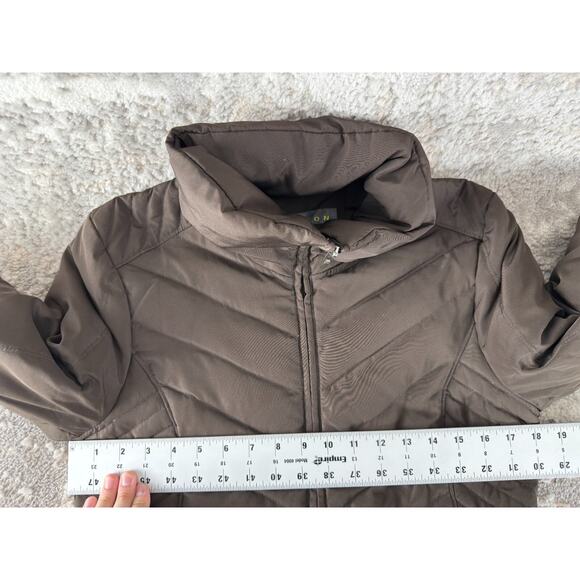 Kenneth Cole Size S Duck Down Mock Neck Outdoor Jacket Brown Full Zip Long Sleev - Picture 5 of 9